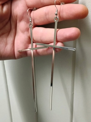 Women's stainless steel large cross earrings new