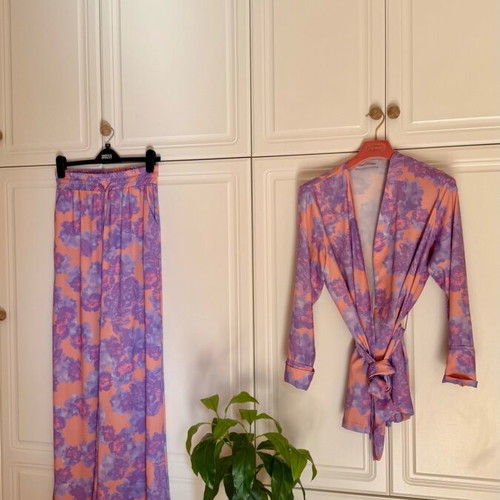 Project Soma floral σετ S/M με κιμονό και παντελόνι καμπάνα σαν καινούργιο