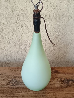 Vintage ceiling light with opaline shade in greenish color like new