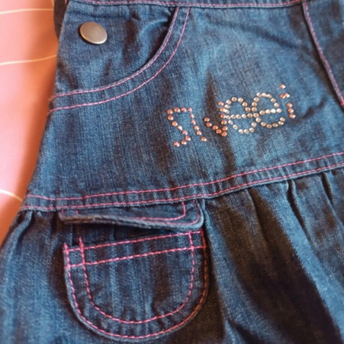 Allouette denim dress for girl 3 years 98 cm like new, pink details