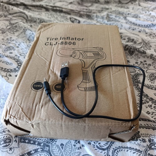Tire Inflator with Flashlight for Car, Motorcycle, and Bicycle like new