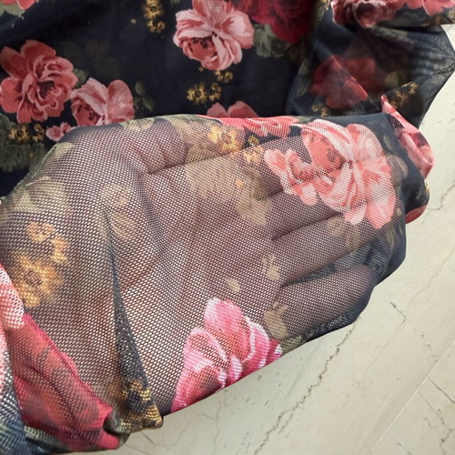 Stradivarius floral mini dress like new with sheer sleeves