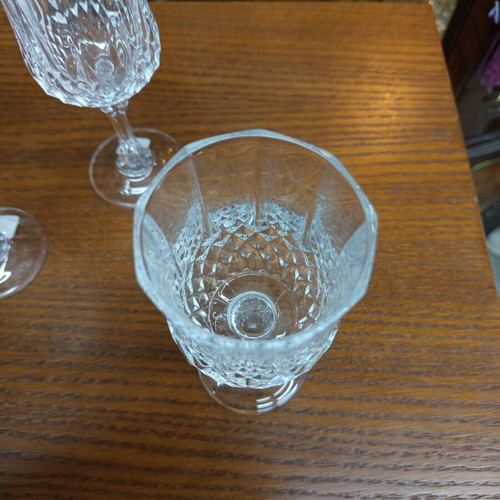 Glass water goblets rhombus pattern set of 4 new 240 ml