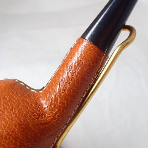 Vintage Real Briar Tobacco Pipe with Leather Cover unused