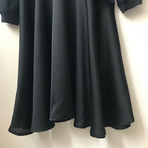 Zara black midi dress with balloon sleeve and satin hem like new