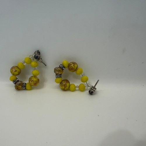 Handmade earrings with yellow and brown glass beads like new