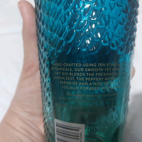 Mermaid Gin bottle used, empty, handmade design