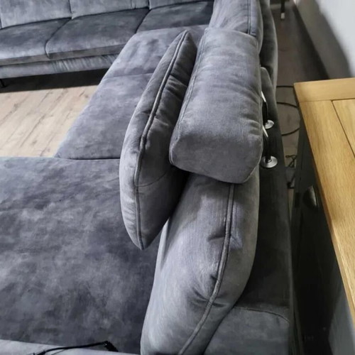 Large gray P-shaped fabric corner sofa with electric recliner LS701521 new