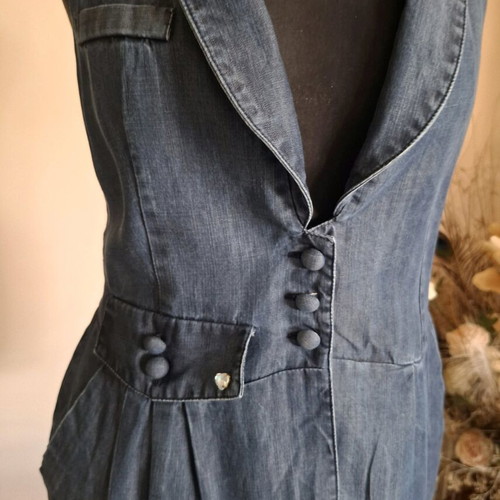 Daniele Alessandrini denim tunic-vest like new, blue with crystal hearts