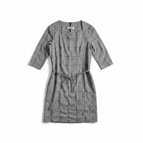 BVDZ Barbara van der Zanden Grey Check Dress Size 36 Like New
