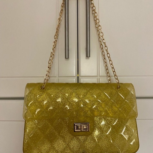 Yellow shoulder bag with glitter like new