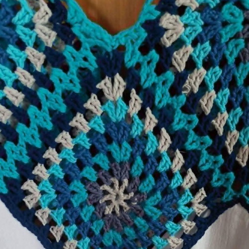 Summer dress with hand-knitted top, new, blue and white