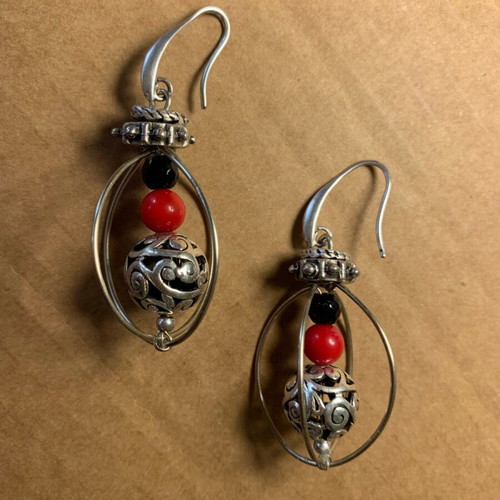 Boho earrings, alpaca metal, 3.5 cm length