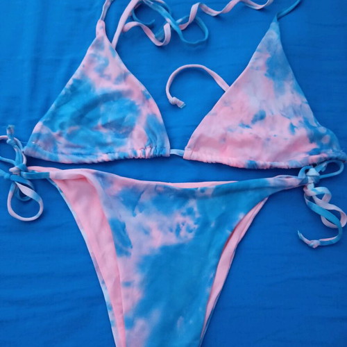 Bikini swimsuit new pink and turquoise with adjustment size 46