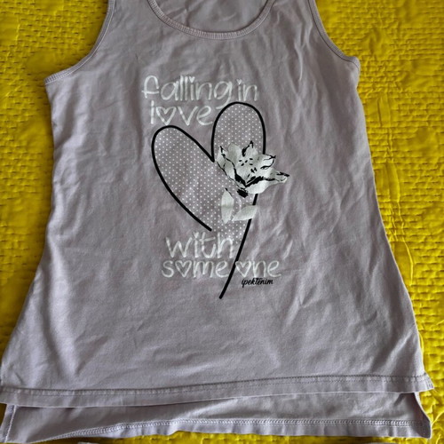 Pajama set like new, size L, white and purple