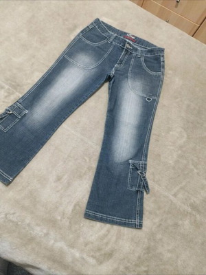 Capri pants long like new, black and grey with beautiful details