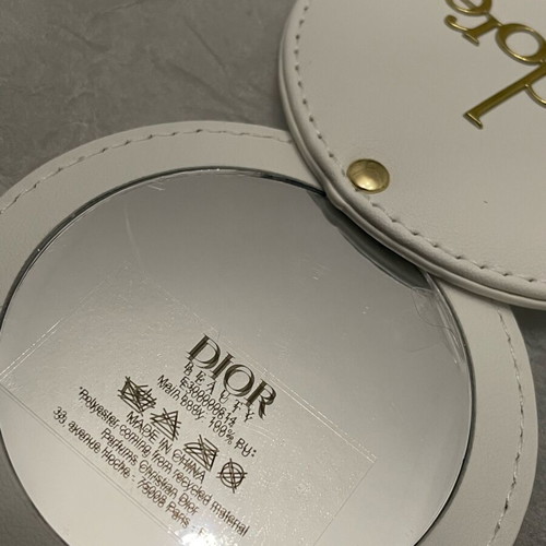 Dior compact mirror new with white leather look and gold details