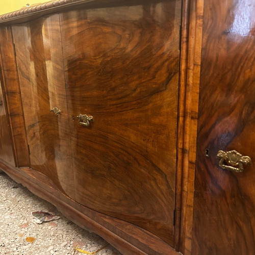 Walnut dining set with 6 chairs and buffet, vintage