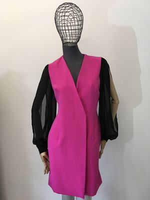 Gaelle Paris extravagant dress new, size 40FR, black and pink