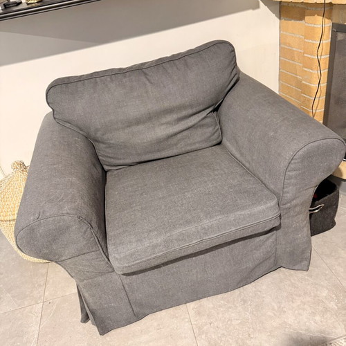 EKTORP armchair with gray cover IKEA like new