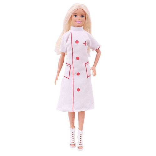 Doll nurse outfit new, white apron with red details for 29cm dolls