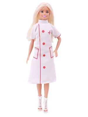 Doll nurse outfit new, white apron with red details for 29cm dolls