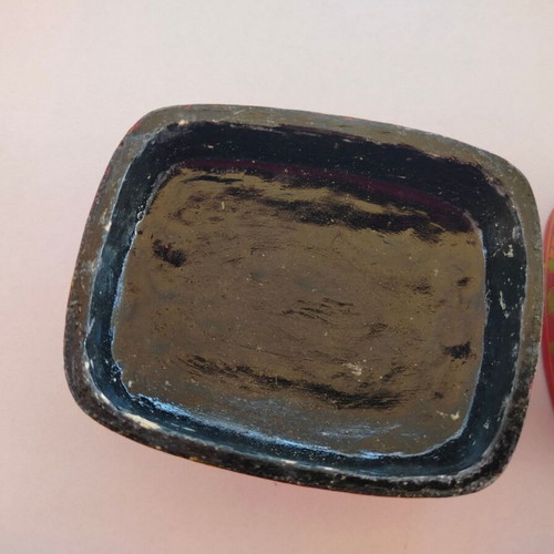 Decorative papier-mache box used with colorful patterns