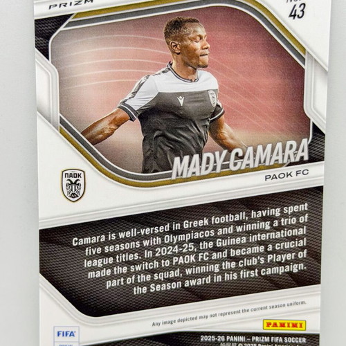 Panini FIFA Prizm 2025/26 Mady Camara Soccer Ball Prizm Parallel card brand new