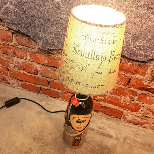 Desk lamp handmade from wine bottle new
