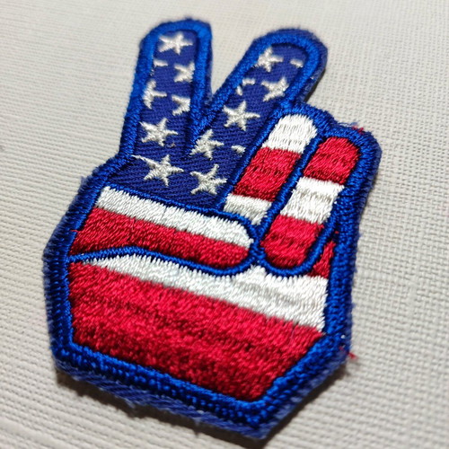 Retro sewn patch used USA peace 70s winner Harley