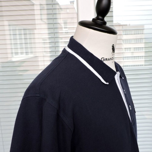 Aquascutum Men's Navy Blue Polo Shirt Classic Fit 100% Cotton like new