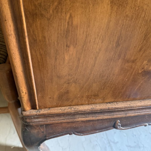Four-door walnut wood buffet with bronze handles