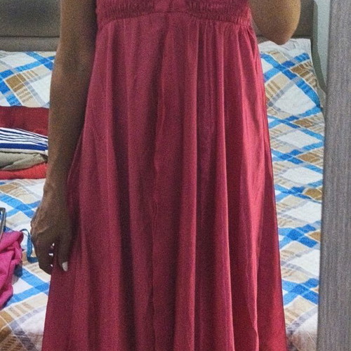 Fuchsia satin asymmetric dress On Line like new, strapless