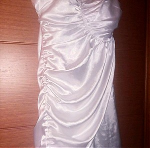 σατεν μινι λευκο φορεμα με φερμουαρ, small size