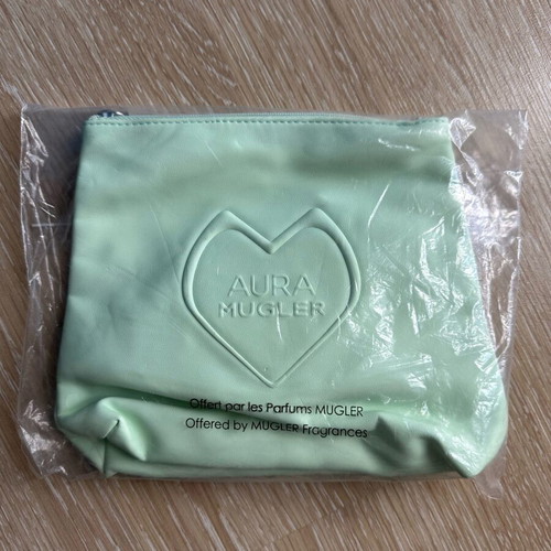 Mugler parfums small light green cosmetic pouch new