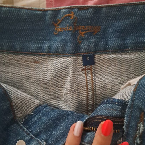 Mini denim skirt used, blue and turquoise, vintage