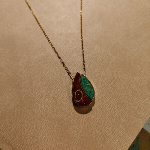 Steel necklace with number 25 in gold tone new
