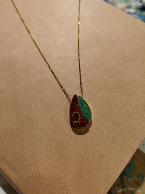 Steel necklace with number 25 in gold tone new