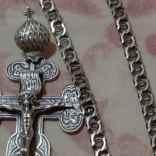 Byzantine Silver Cross with Chain new, 18.66g