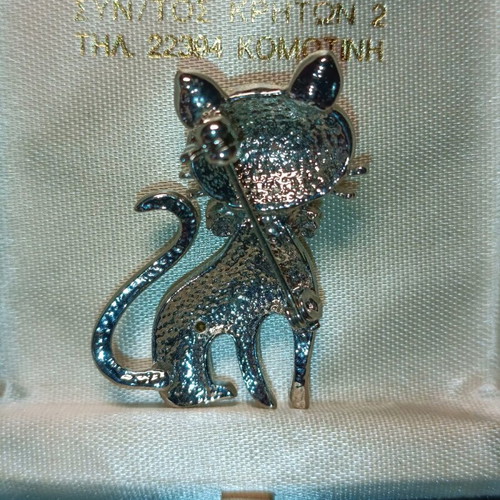 Unique cat brooch with stones