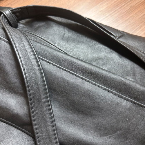 Elma Arwah women's black leather coat like new, size 54
