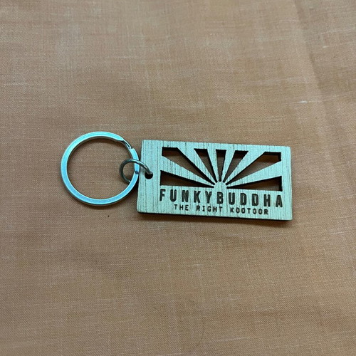 Funky Buddha wooden keychain new