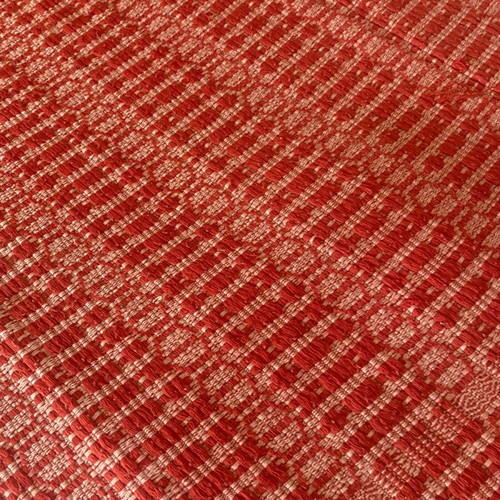Woven blanket with pillow used, red velvet, 200x140 cm