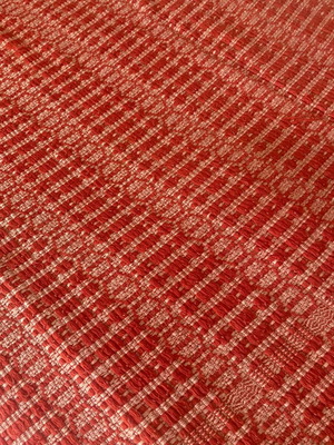 Woven blanket with pillow used, red velvet, 200x140 cm