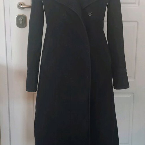 Benetton coat used black XS 98% cotton 2% elastane