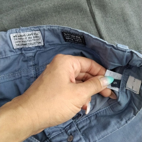 Blue fabric pants for 6-year-old boy, adjustable waist