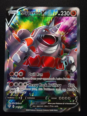 Pokemon Rhyperior V 181/189 Full Art new from Darkness Ablaze 2020 collection