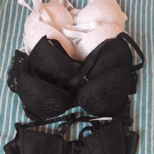 Push Up Bras Set new, sizes XS and 70A, Shein, black and white