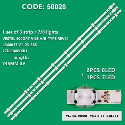 Led bars Vestel 17DLB40VXR1 set of 3 pieces like new