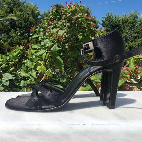 Vintage Dános satin sandals used, size 38, black